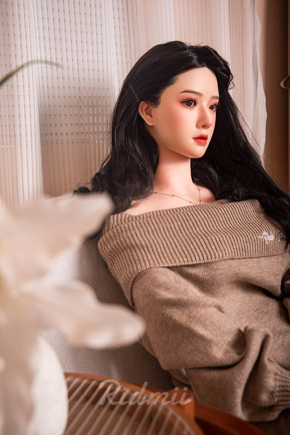 Picture of RIDMII Muncey Unique Design 5'3 FT(163cm) Asian Sex Doll Silicone Head TPE Body Long Black Hair Love Doll