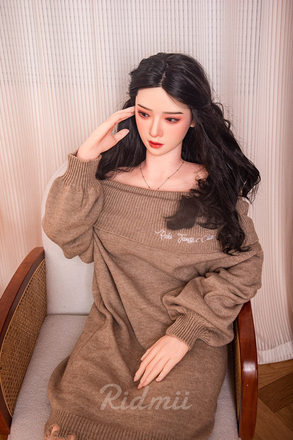Picture of RIDMII Muncey Unique Design 5'3 FT(163cm) Asian Sex Doll Silicone Head TPE Body Long Black Hair Love Doll