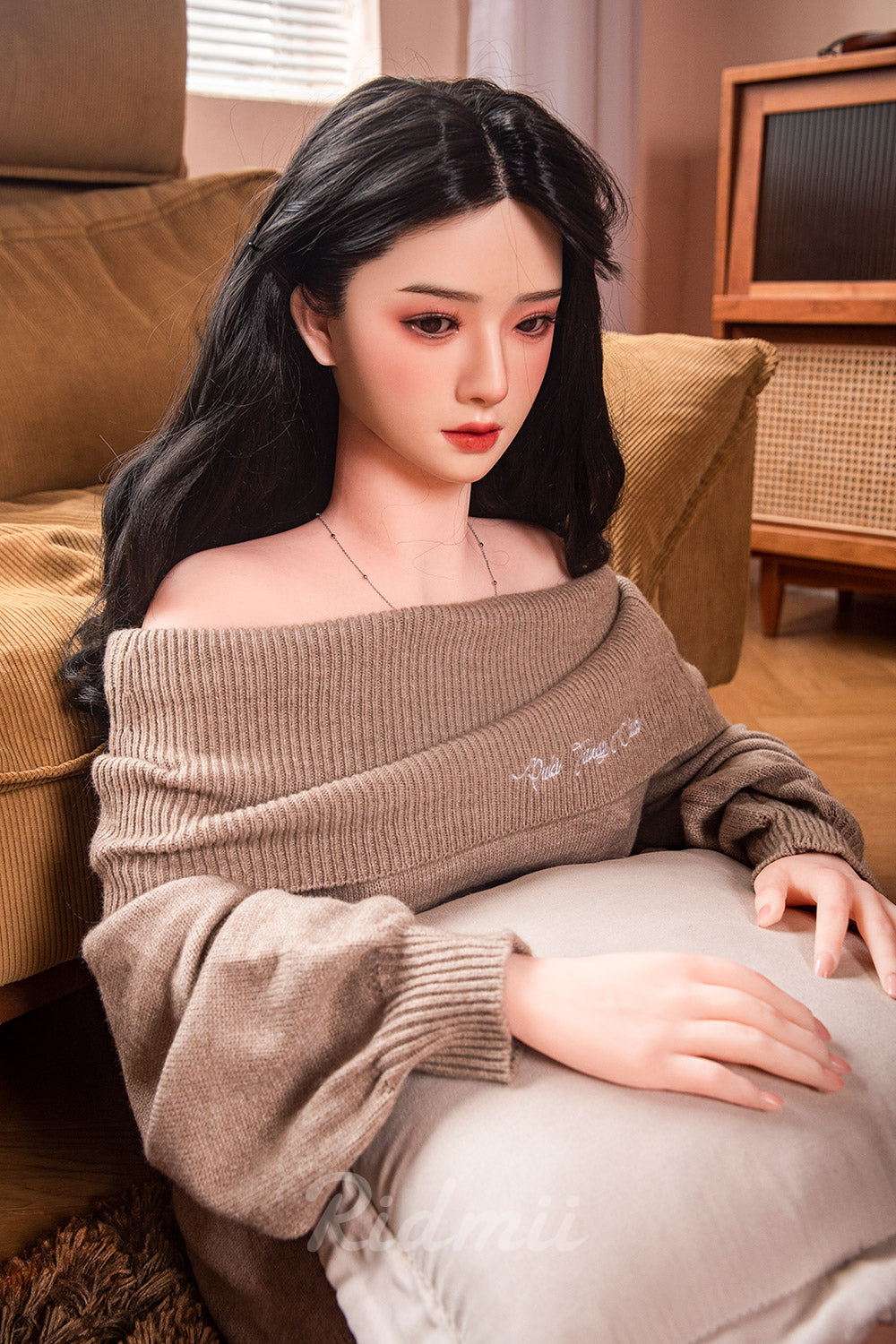 Picture of RIDMII Muncey Unique Design 5'3 FT(163cm) Asian Sex Doll Silicone Head TPE Body Long Black Hair Love Doll