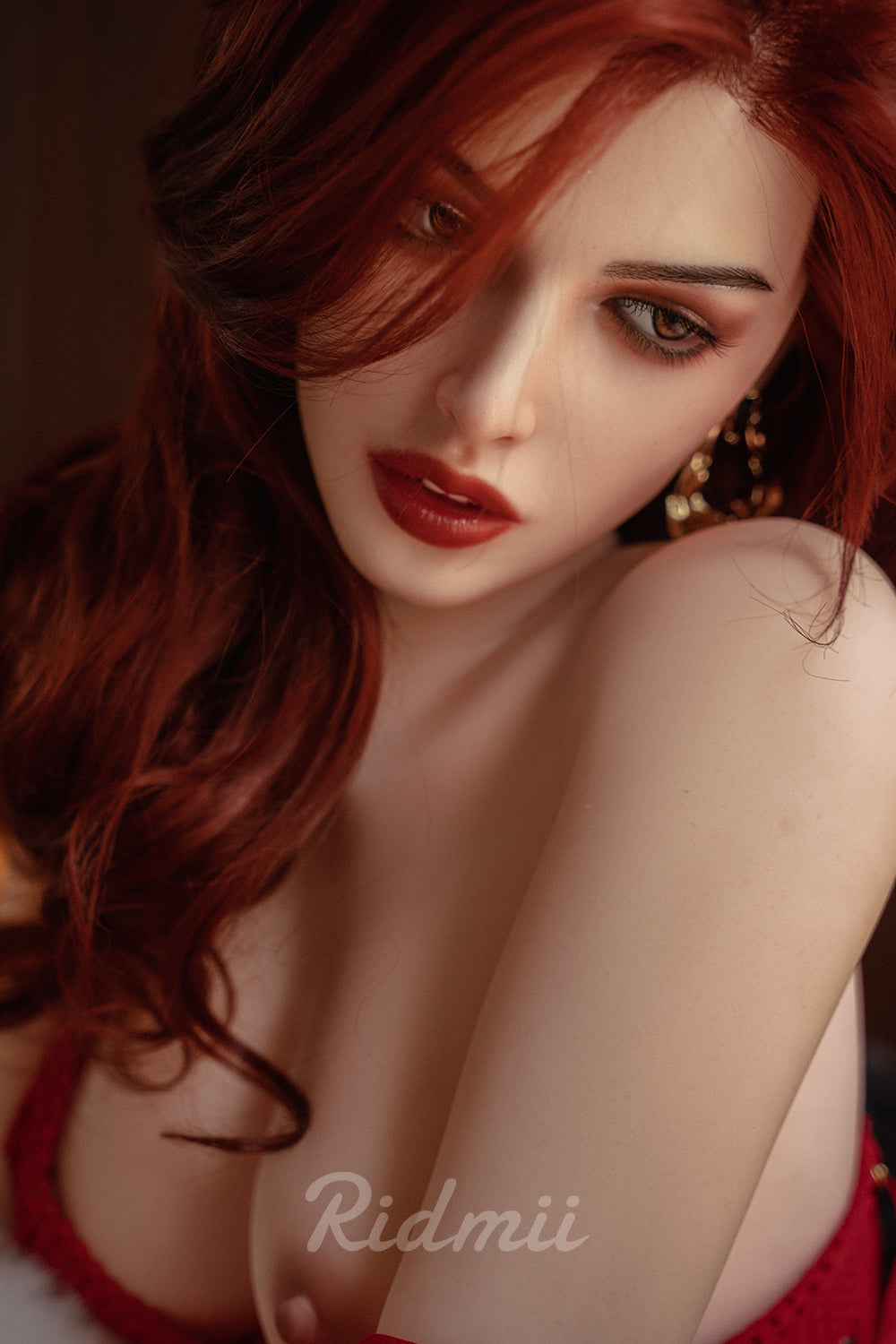 Picture of RIDMII Gracy Unique Design 5'4 FT (166cm) Silicone Head TPE Body Red Hair Small Breasts Adult Sex Doll