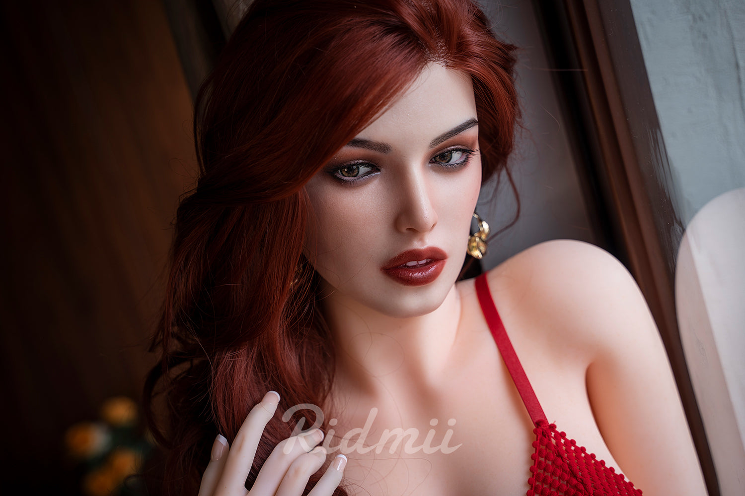 Picture of RIDMII Gracy Unique Design 5'4 FT (166cm) Silicone Head TPE Body Red Hair Small Breasts Adult Sex Doll