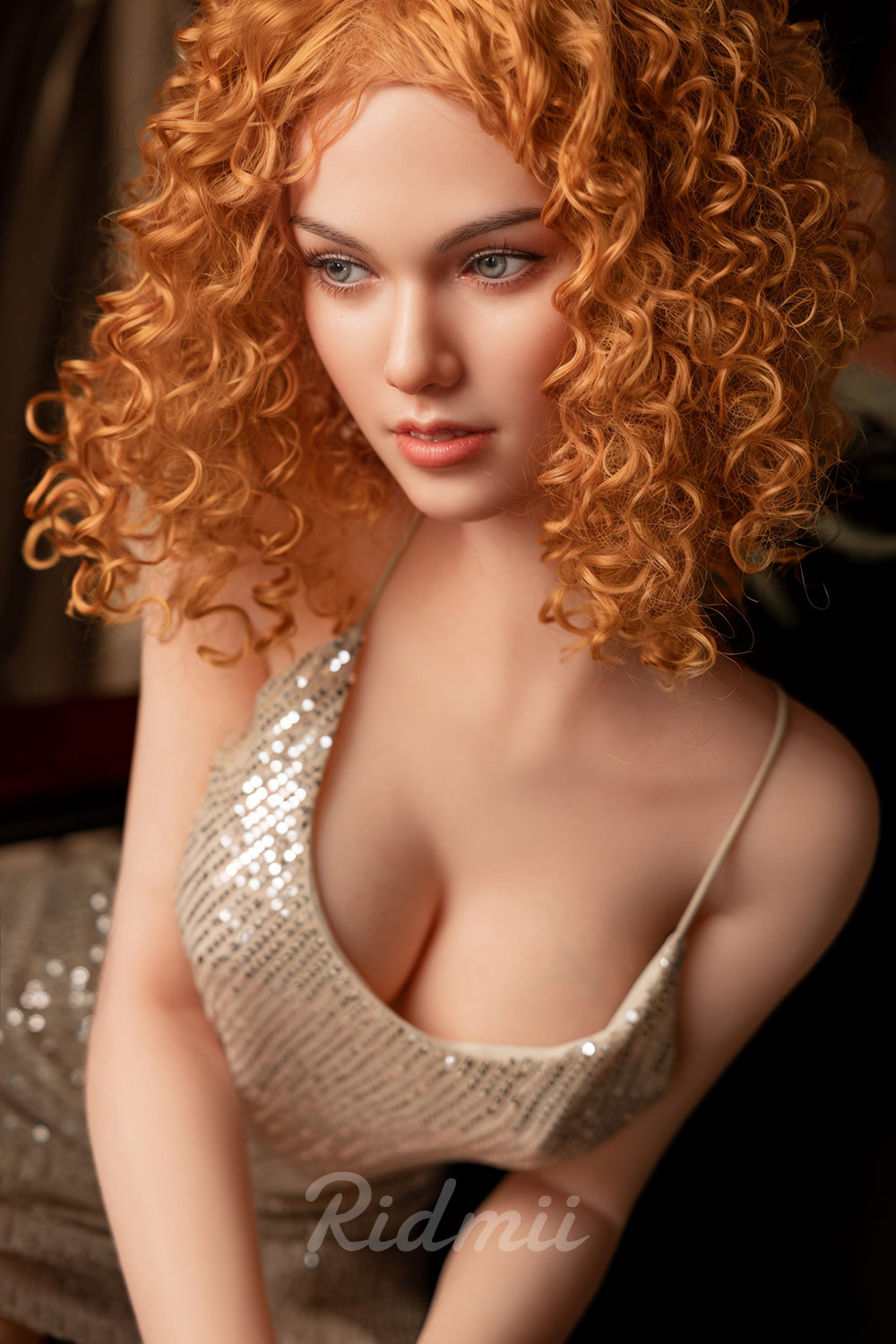 Picture of RIDMII Jordi Unique Design 5'3 FT (161cm) TPE Body Soft Silicone Head New Adult Sex Doll With Curls Hair Pretty Girl