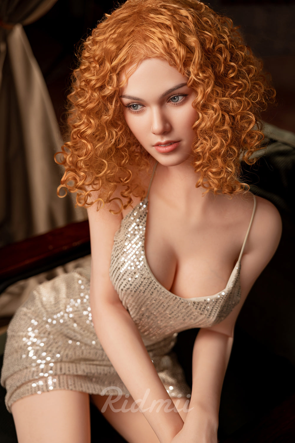 Picture of RIDMII Jordi Unique Design 5'3 FT (161cm) TPE Body Soft Silicone Head New Adult Sex Doll With Curls Hair Pretty Girl