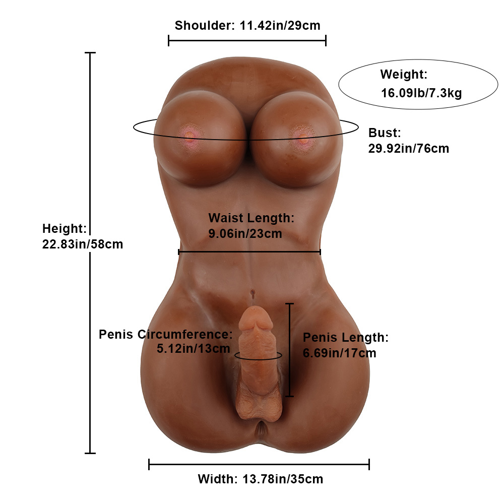 Picture of Torso Sex Doll Cox: (16.09LB) Shemale Torso Trans Sex Doll With Lifelike Penis and Breast