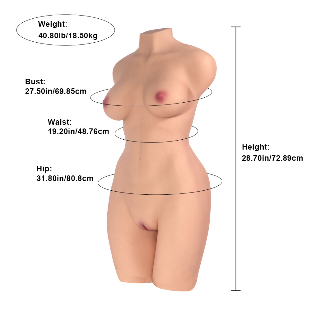 Picture of Torso Sex Doll Margot: (40.80LB) Realistic Sex Doll Torso With Perky Breasts & Double Channels