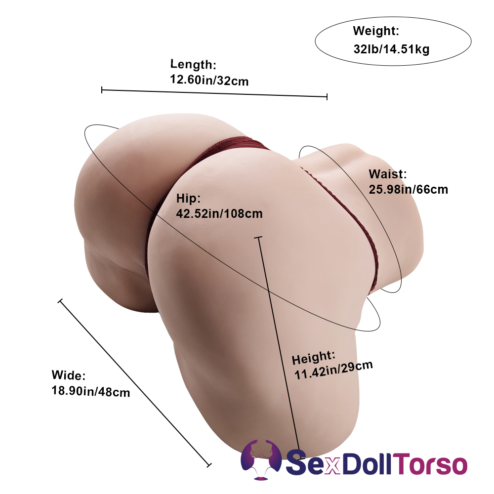 Picture of Torso Sex Doll Grace 2.0: (32LB) Realistic Big Ass Torso Life-sized Hip Sex Doll