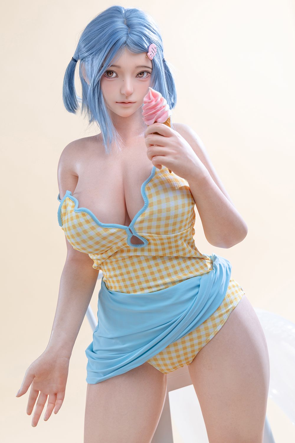 Picture of Firefly Dairy – Yellow Plaid Swimsuit Girl 164cm/5ft5 G-cup Silicone Sex Doll - Nanako