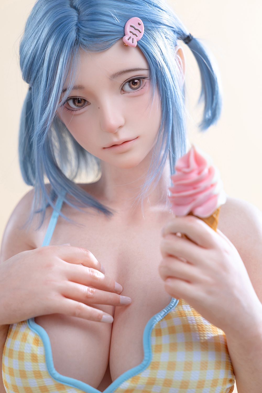 Picture of Firefly Dairy – Yellow Plaid Swimsuit Girl 164cm/5ft5 G-cup Silicone Sex Doll - Nanako
