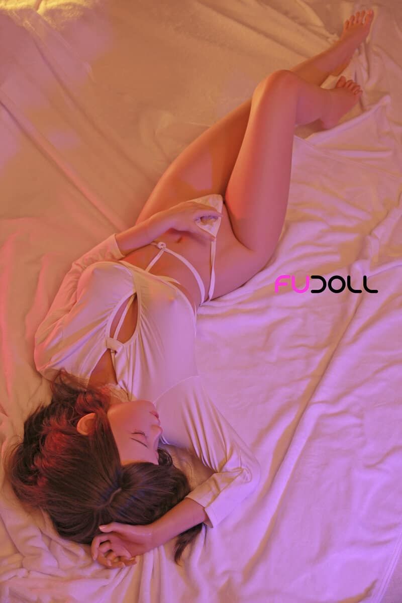 Picture of Fudoll Silicone Love doll 148cm (4.85ft) Full Size Tiny Sex Doll with Eyes Closed