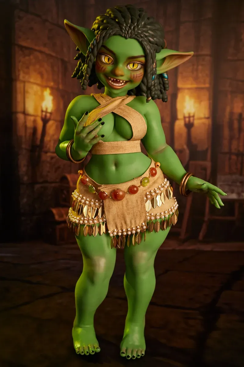 Picture of Climax Doll Silicone Goblin Girl Mini Sex Doll Si70 AT Kaela(Green)