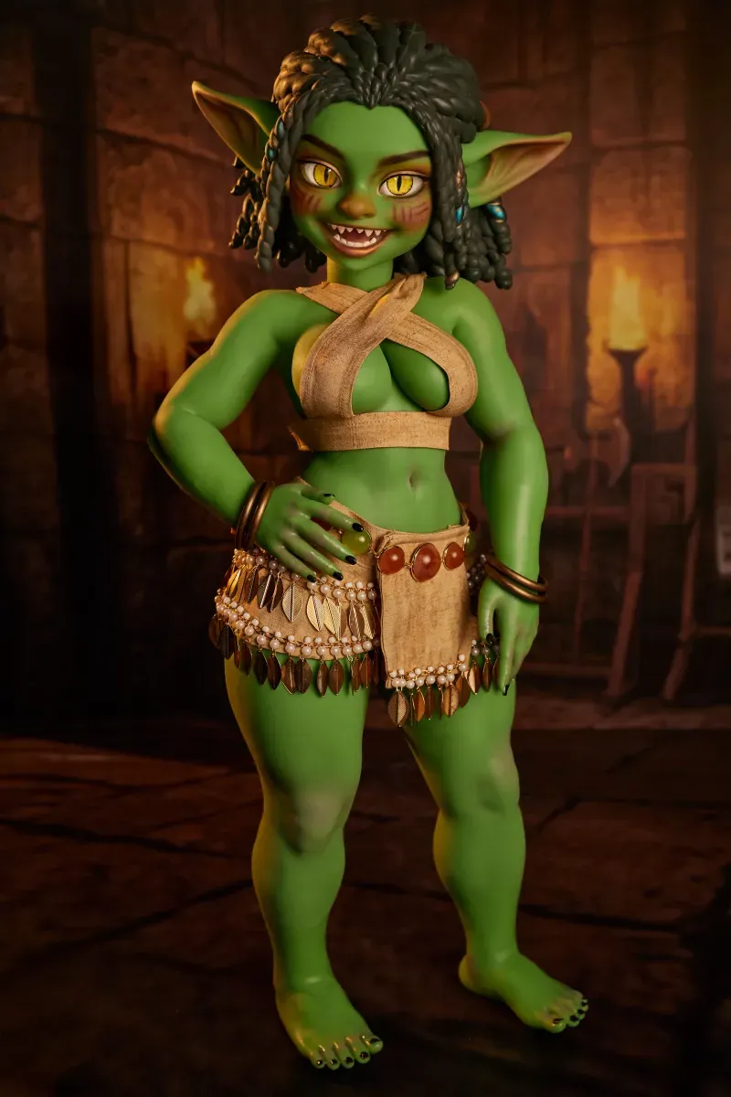 Picture of Climax Doll Silicone Goblin Girl Mini Sex Doll Si70 AT Kaela(Green)