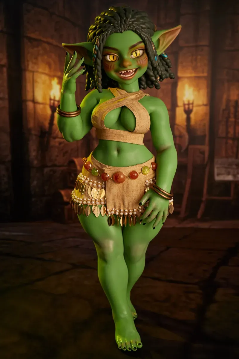 Picture of Climax Doll Silicone Goblin Girl Mini Sex Doll Si70 AT Kaela(Green)