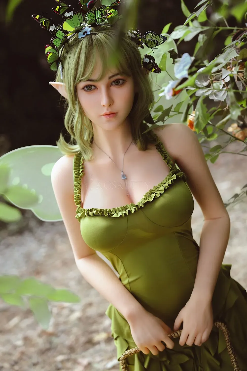 Picture of Rosretty Doll | 160cm/5ft3 Silicone Head Enchanted Forest Elf-Ears Green Fairy Realistic Big Breasts Sex Doll - Lyra