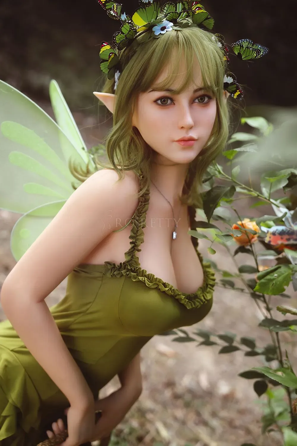 Picture of Rosretty Doll | 160cm/5ft3 Silicone Head Enchanted Forest Elf-Ears Green Fairy Realistic Big Breasts Sex Doll - Lyra