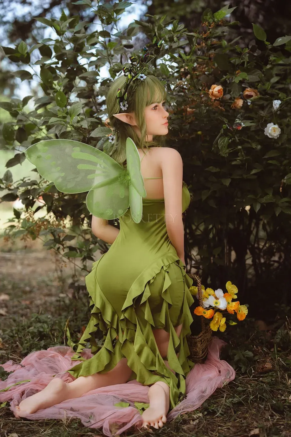 Picture of Rosretty Doll | 160cm/5ft3 Silicone Head Enchanted Forest Elf-Ears Green Fairy Realistic Big Breasts Sex Doll - Lyra