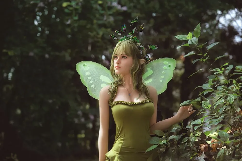 Picture of Rosretty Doll | 160cm/5ft3 Silicone Head Enchanted Forest Elf-Ears Green Fairy Realistic Big Breasts Sex Doll - Lyra