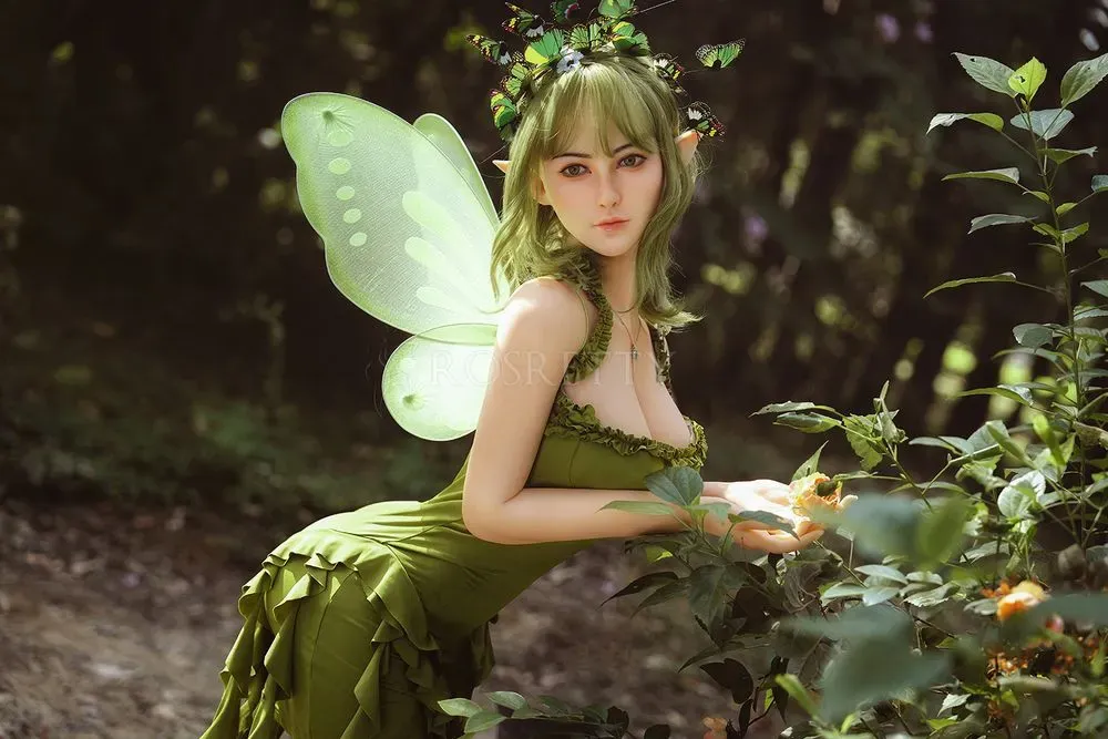 Picture of Rosretty Doll | 160cm/5ft3 Silicone Head Enchanted Forest Elf-Ears Green Fairy Realistic Big Breasts Sex Doll - Lyra