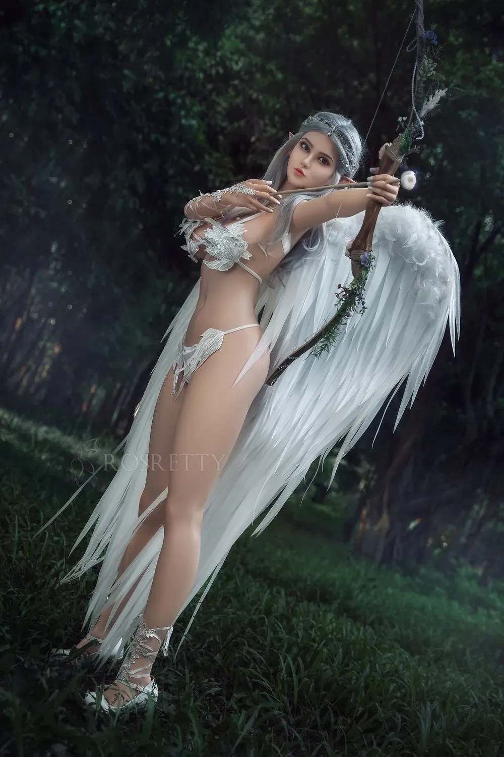 Picture of Rosretty Doll | 164cm/5ft4 Full Silicone Cosplay Pointed Elf Ears Silver Hair Lifelike Big Breasts Sex Doll - Melissa