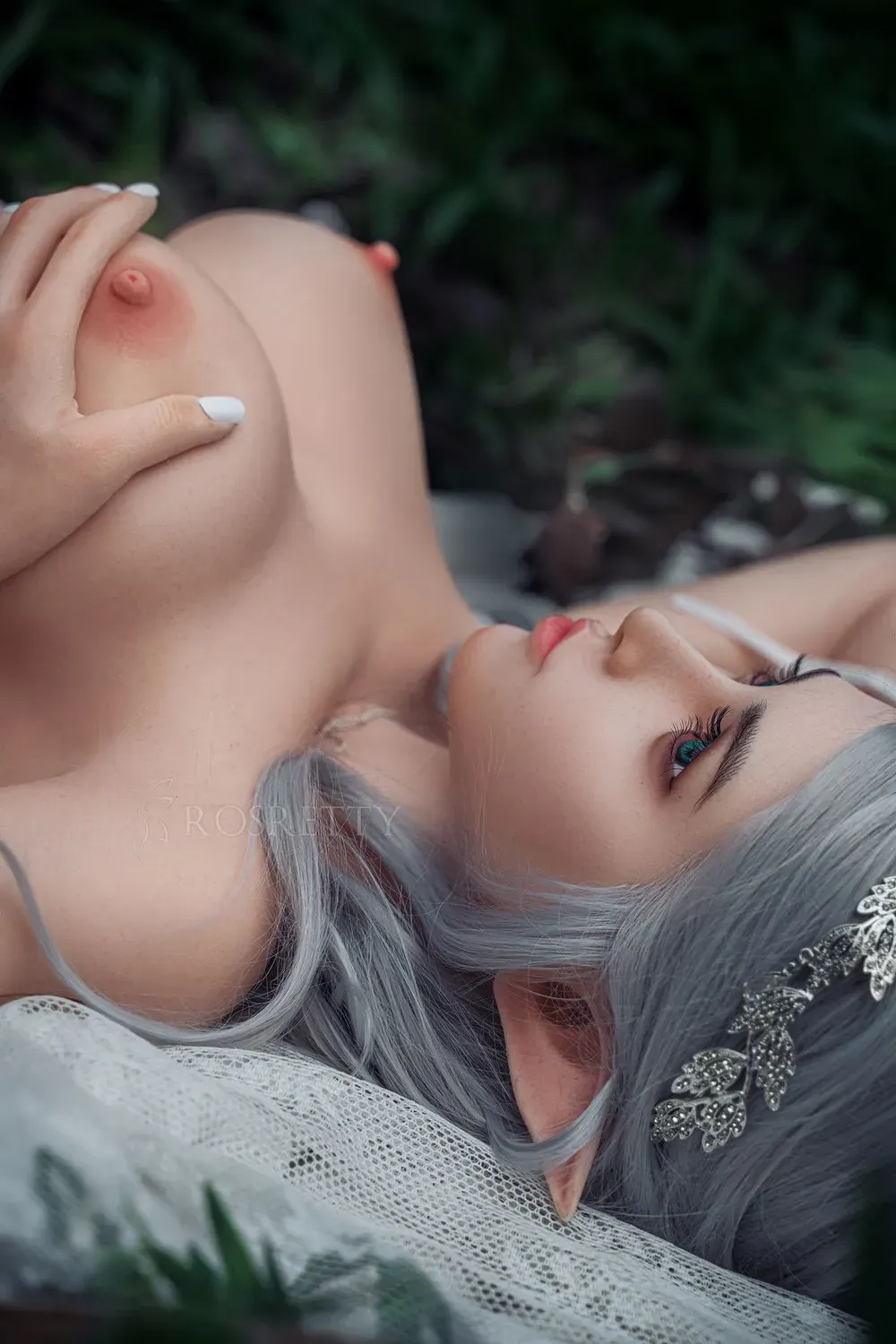 Picture of Rosretty Doll | 164cm/5ft4 Full Silicone Cosplay Pointed Elf Ears Silver Hair Lifelike Big Breasts Sex Doll - Melissa