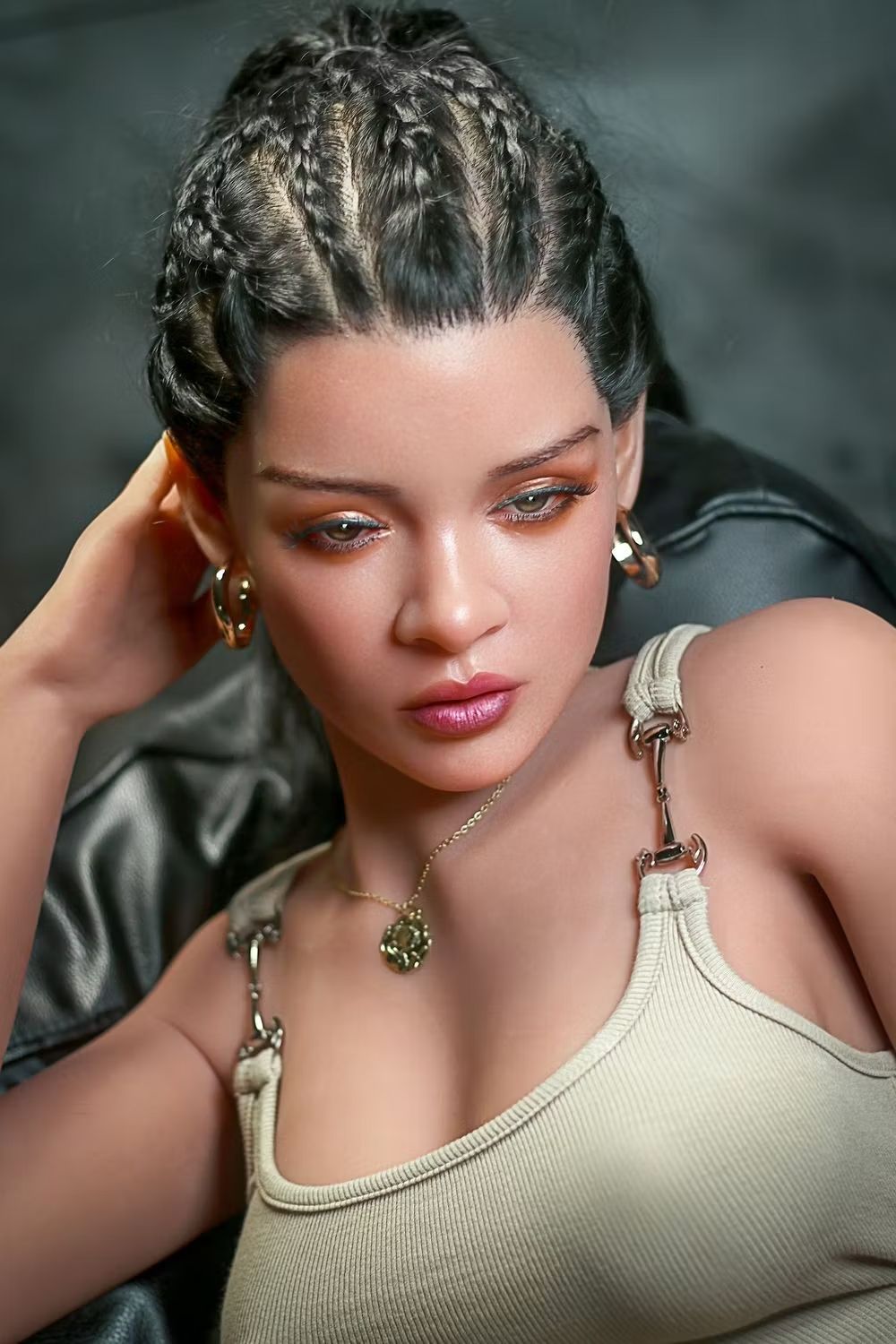 Picture of Rosretty Doll | 166cm/5ft45 Silicone Head Mature Ebony Skinny Realistic Small Breasts Sex Doll - Cherry
